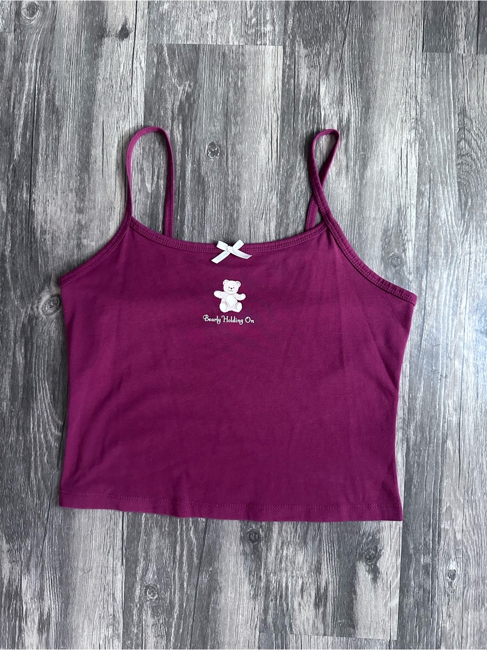 Wild Fable Graphic Bear Tank Top Size S (US) 10 (UK) Burgundy Cotton Cami Top